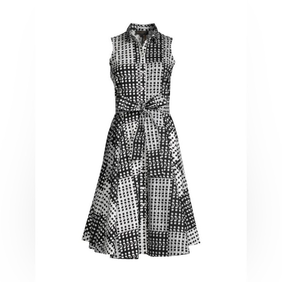 Donna Karan Dresses & Skirts - Donna Karan New York Sleeveless Button Front Belted Shirt Dress Print Sz 2 New
